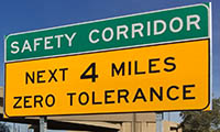 Safety corridor road sign