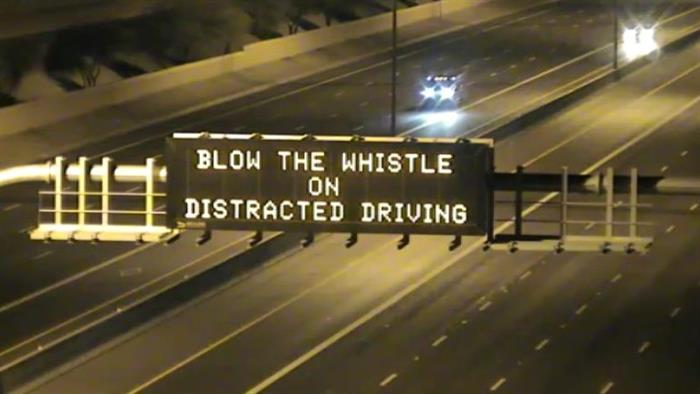 Digital Message sign Blow the whistle on distracted driving