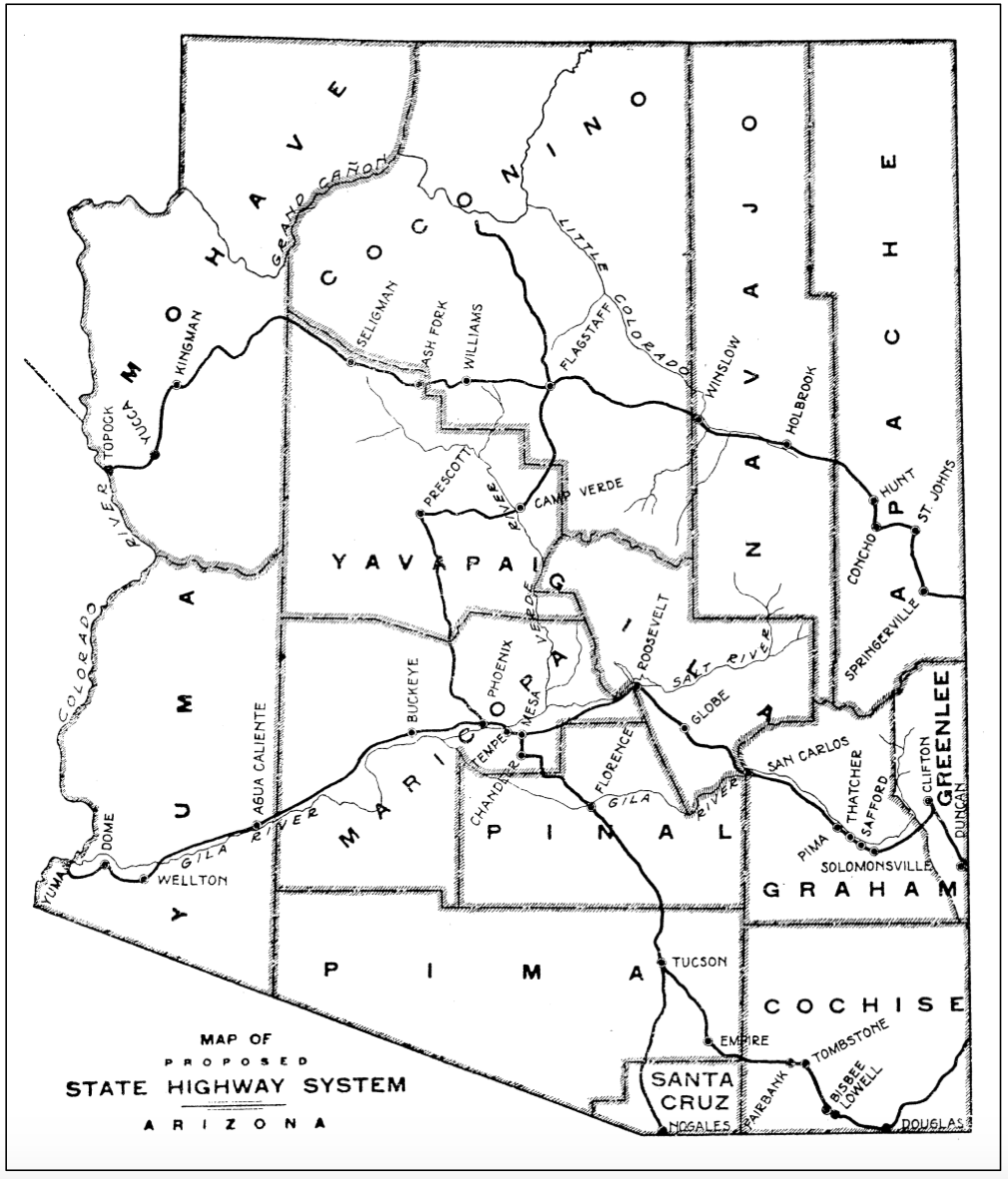 Black and white map of Arizona
