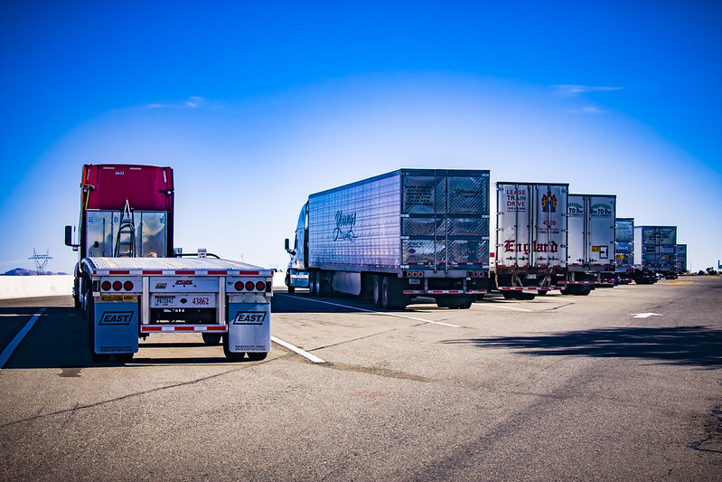 Image of semi trucks parked
