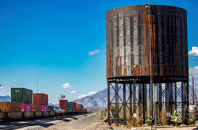 Railroad tracks and tower
