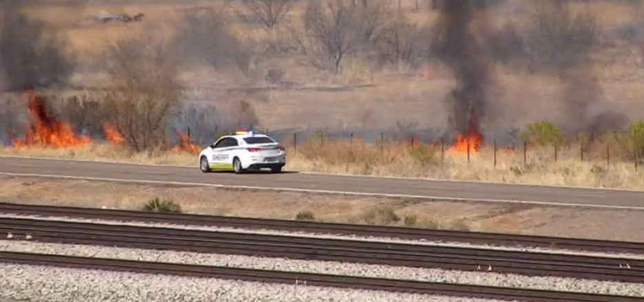Wildfire along highway