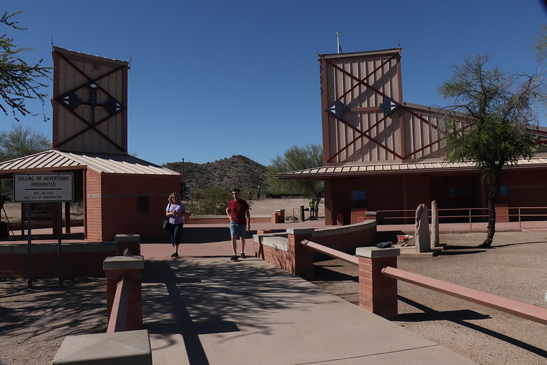 Couple walking at rest area