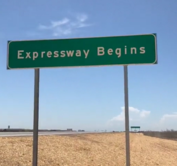 Sign saying Expressway Begins
