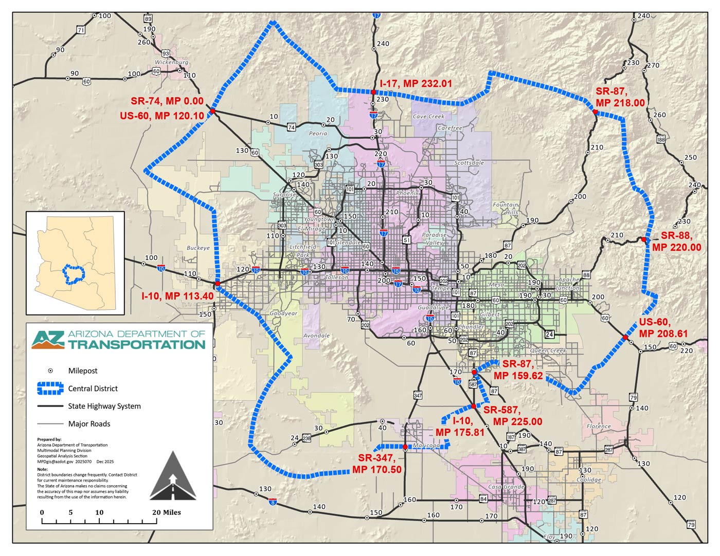 Central District - ADOT Districts Map