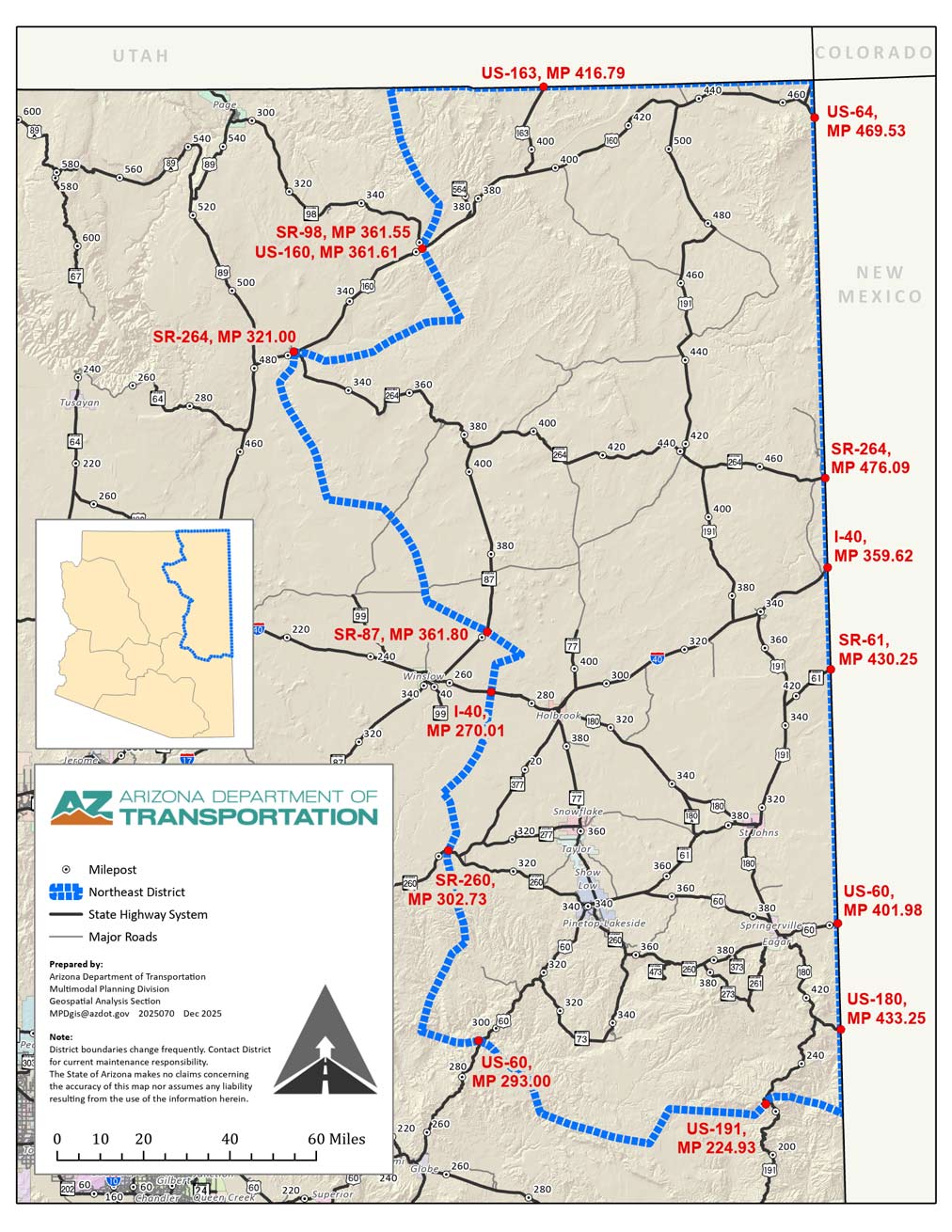 Northeast District - ADOT Districts Map