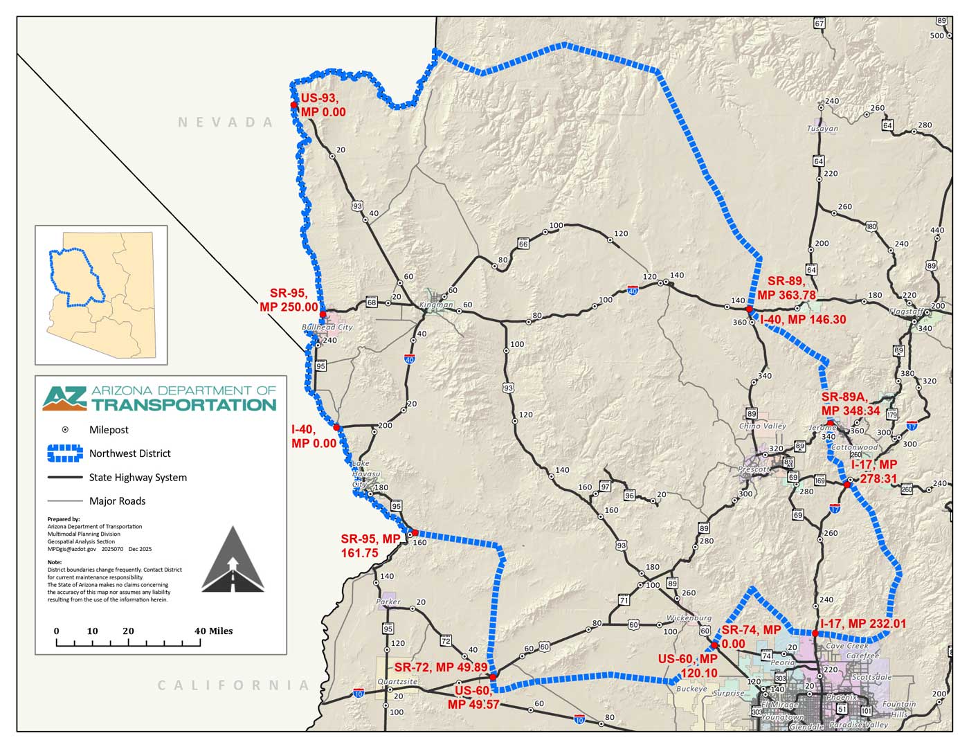 Northwest District - ADOT Districts Map