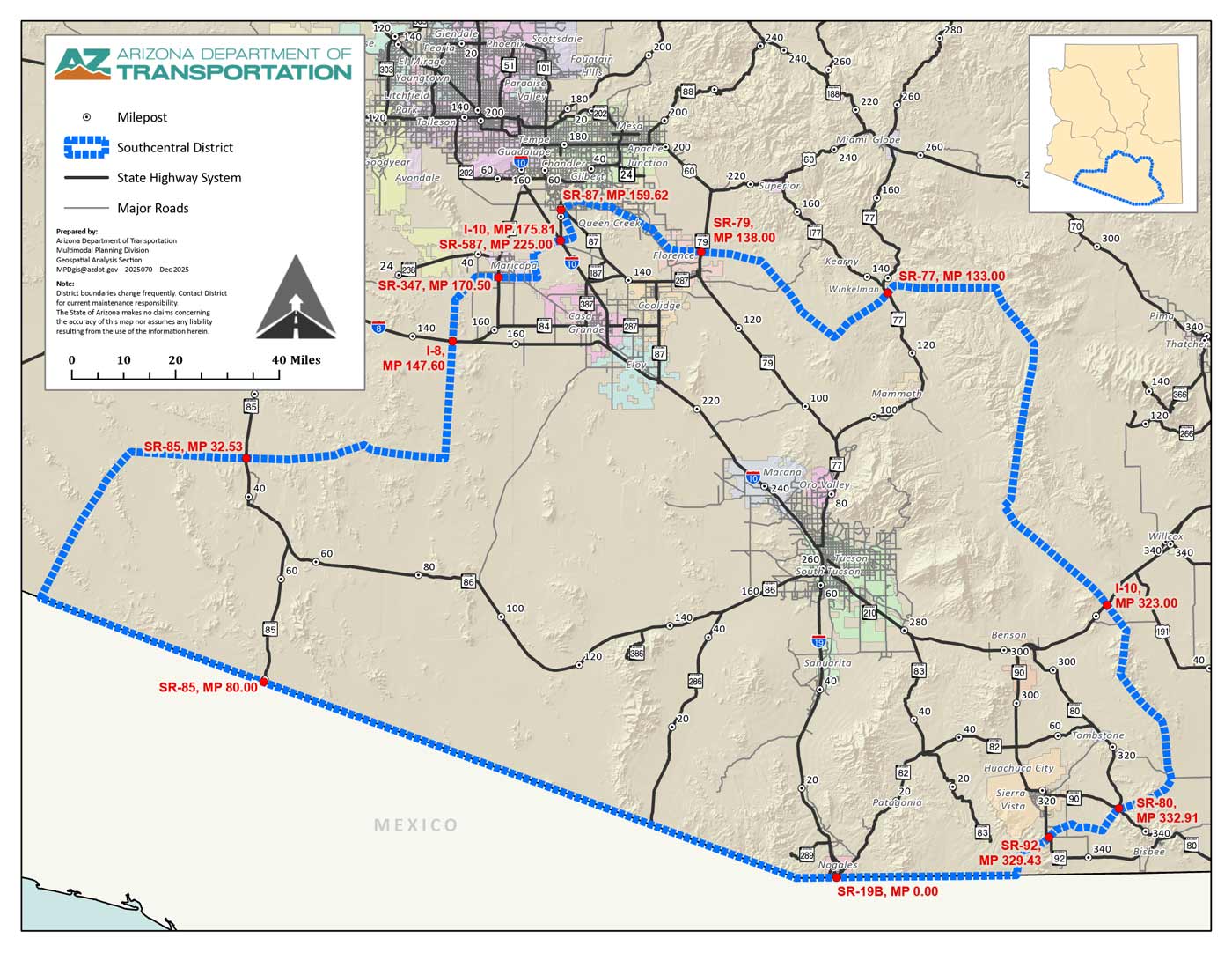 Southcentral District - ADOT Districts Map