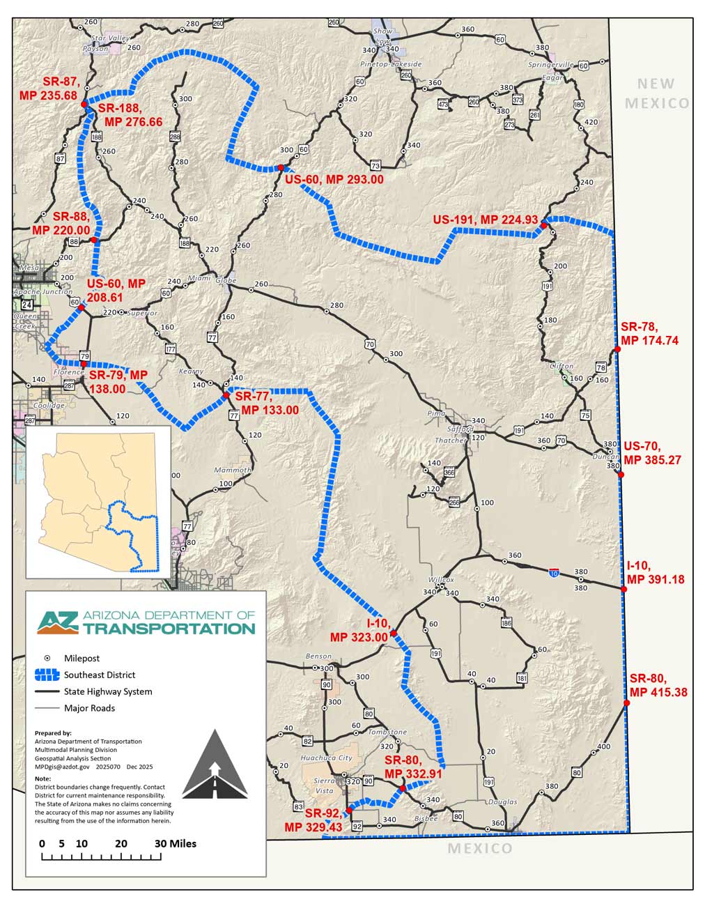 Southeast District - ADOT Districts Map