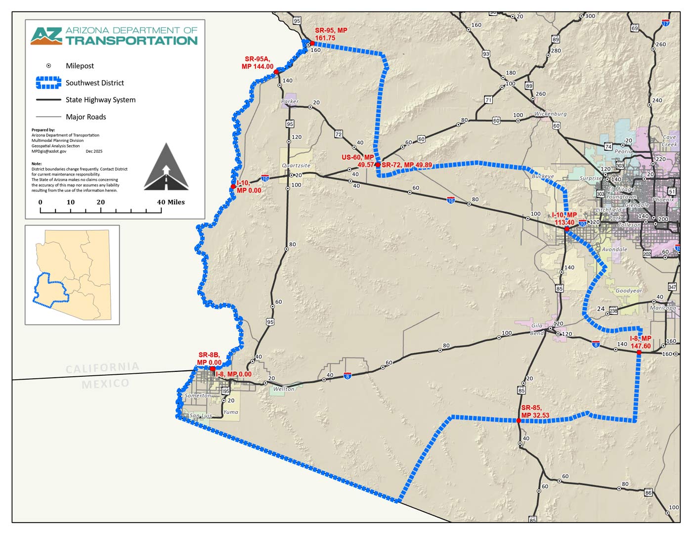 Southwest District - ADOT Districts Map