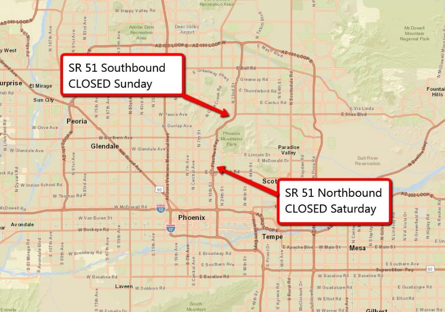 Map showing closure of the SR51