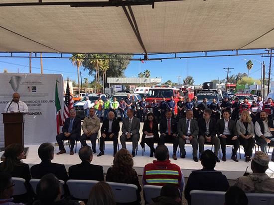 Speakers on stage at Safety corridor dedication