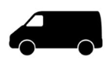 A standard cargo van typically used for commercial transport, deliveries, or carrying small groups of passengers.