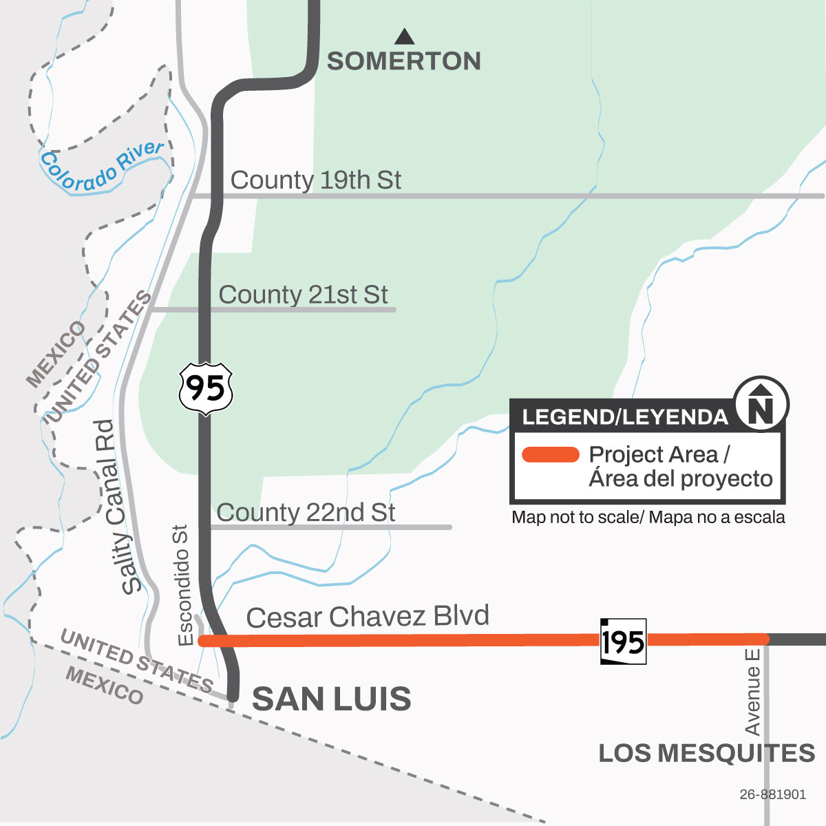 Project Map - Cesar Chavez Boulevard Roadway Improvements: State Route 195 to US 95