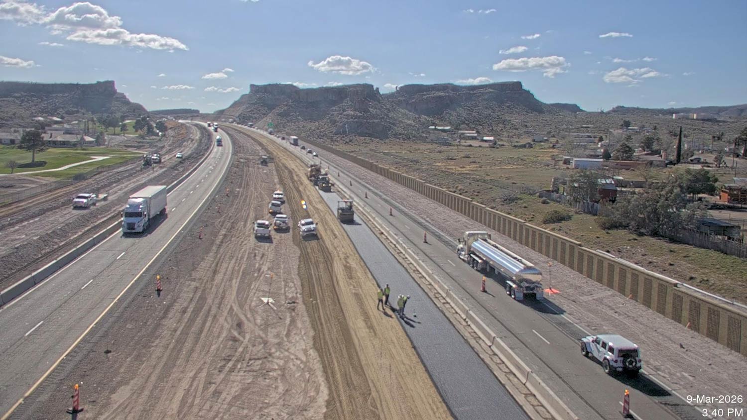 Ramp earthwork and roadway grading near the I-40 and US 93 West Kingman Traffic Interchange.
