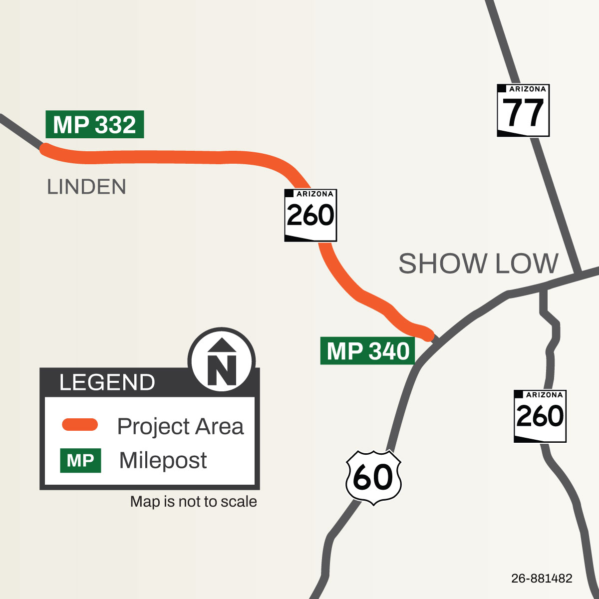 SR 260 Linden - Show Low Pavement Rehabilitation Project Area Map