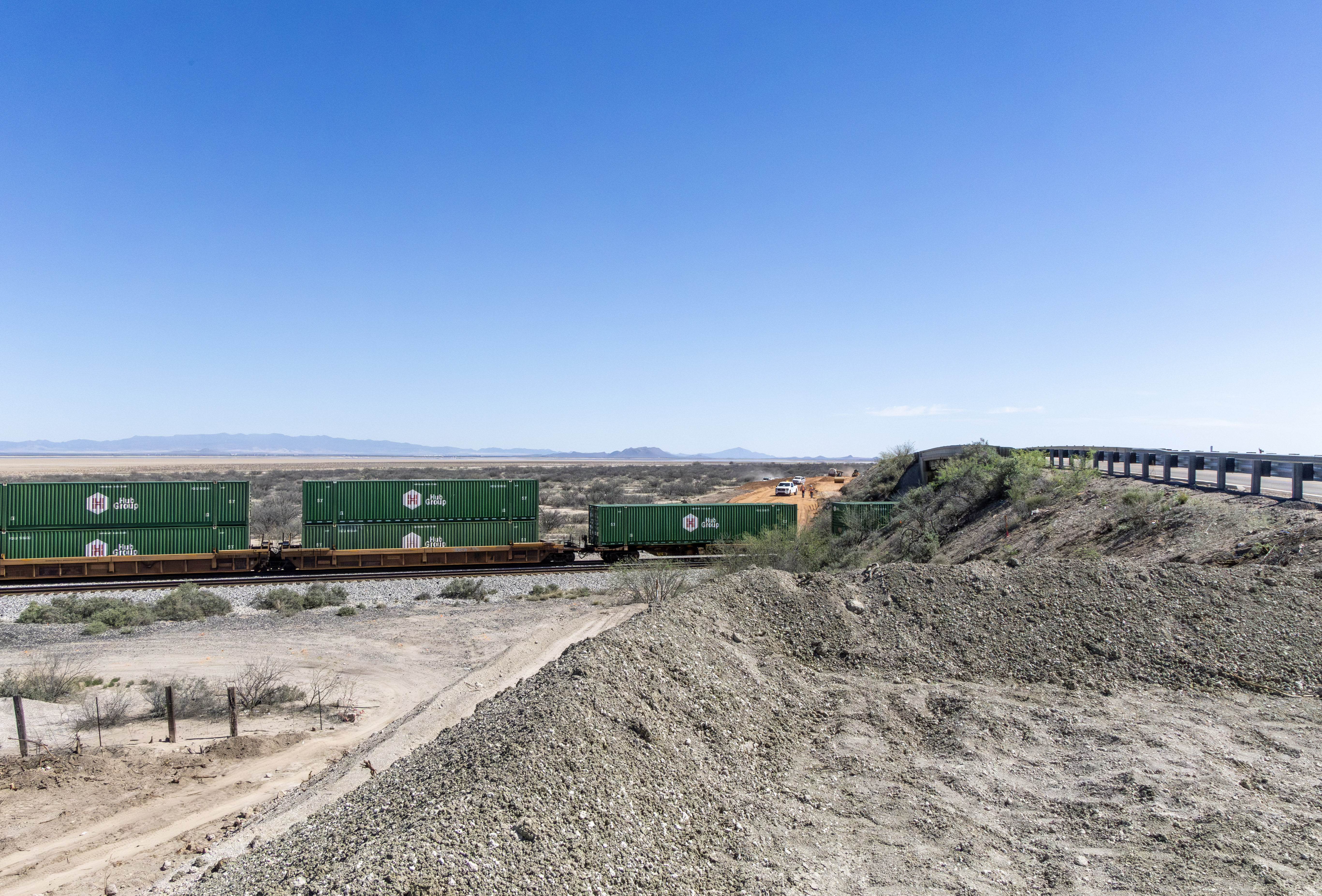 Train traveling on railroad near project site