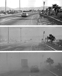 Series of photos showing dust storm moving in
