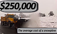 Image of snow plow with saying average cost of snowplow is $250000
