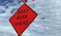 Road Work Ahead street sign