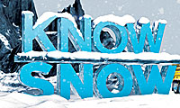 Know Snow 3d text in blue with snow on the letters