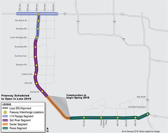 South Mountain Freeway planned construction map