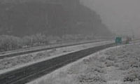 Spring snow on freeway