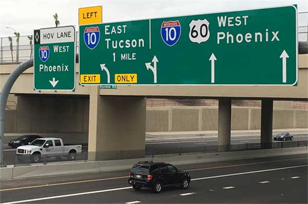 I-10 freeway signs East and West
