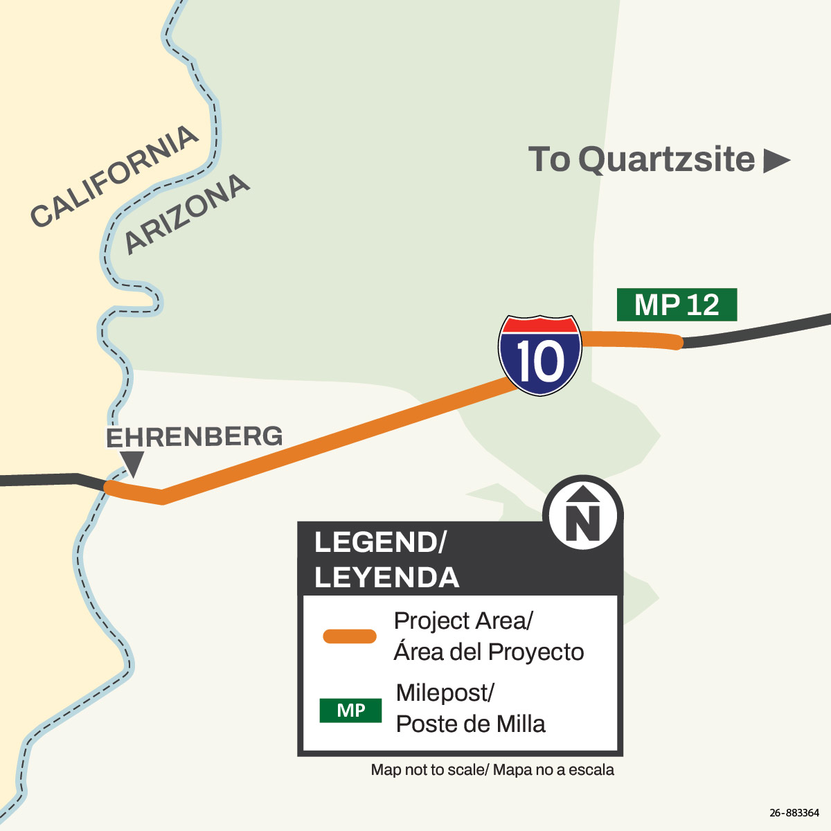 Interstate 10, California/Arizona Border to Dome Rock Road Pavement Rehabilitation map