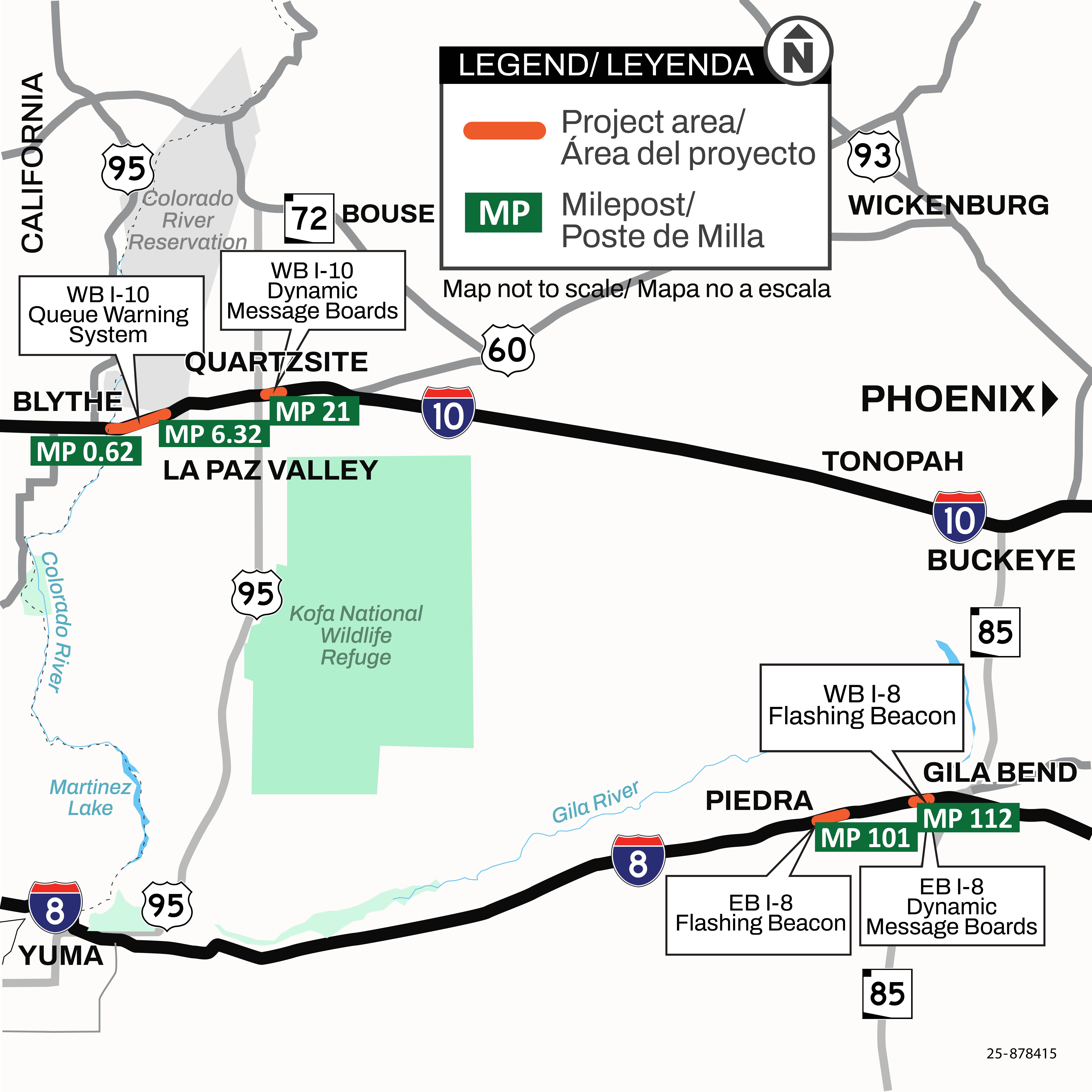 I-8 and I-10 Queue Warning System and DMS Installation Map