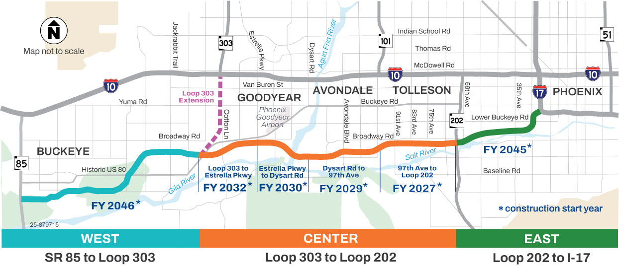 Map showing the planned ultimate alignment of the SR 30 corridor
