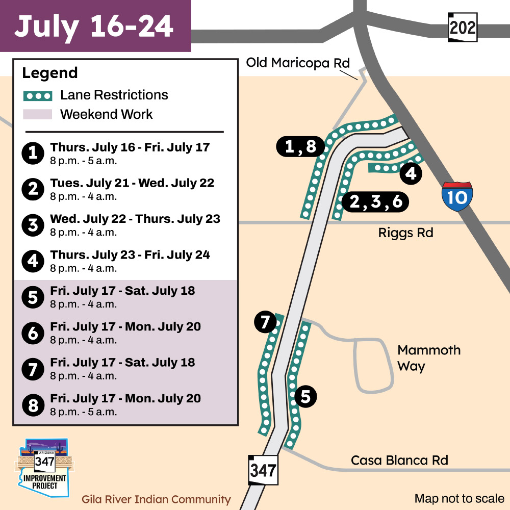 State Route 347 lane restrictions July 16-24