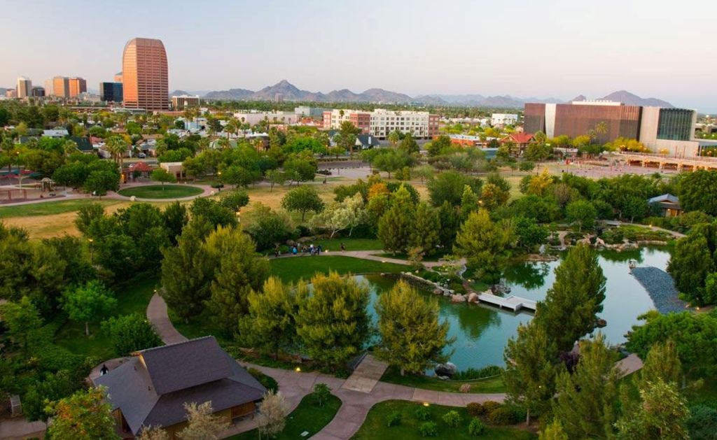 Aerial view of Hance Park.
