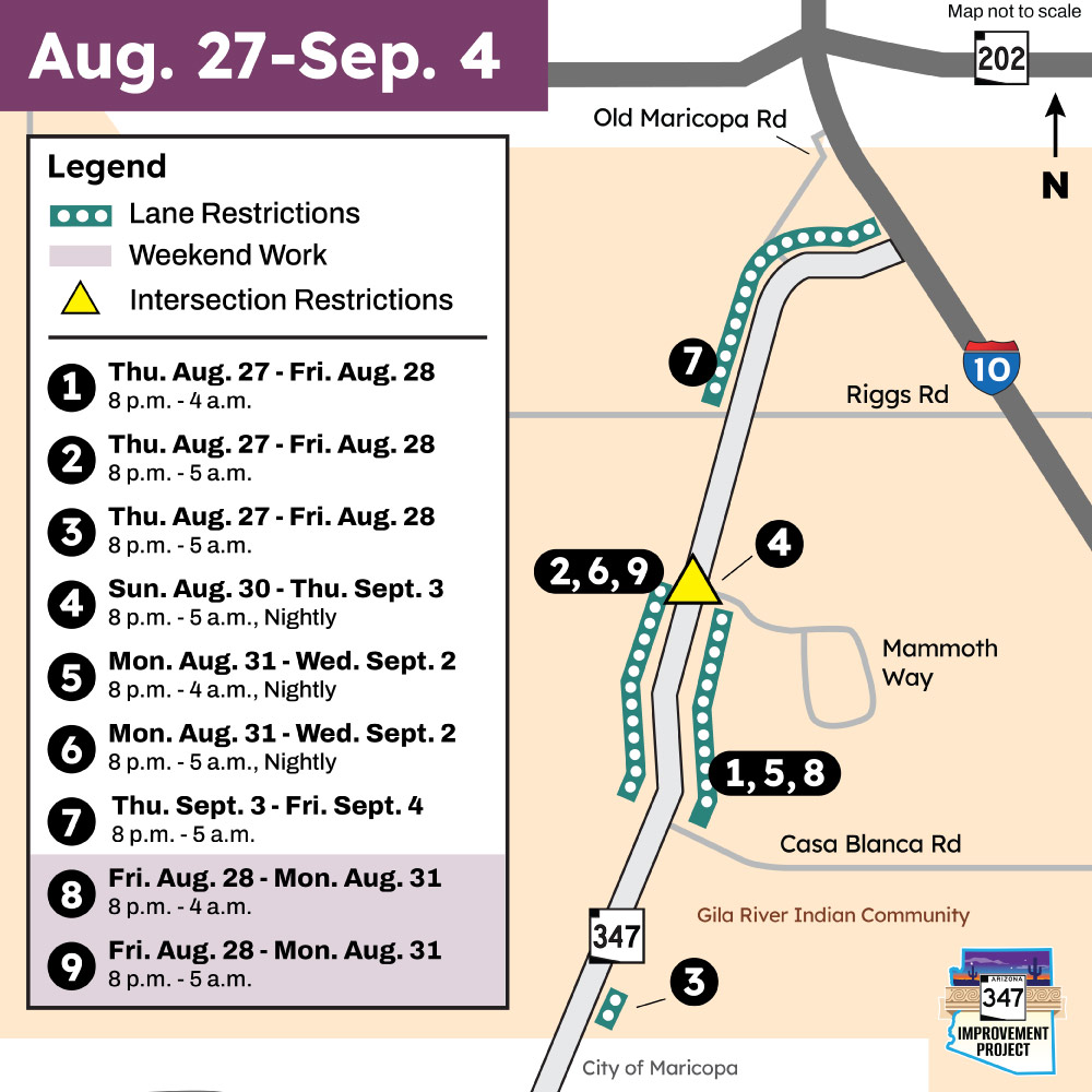 SR 347 Traffic Notice Map August 27, 2026