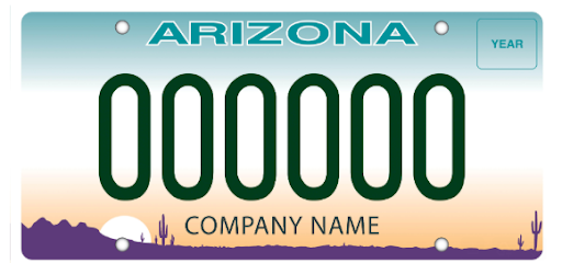 Arizona License Plate Company Name Plate