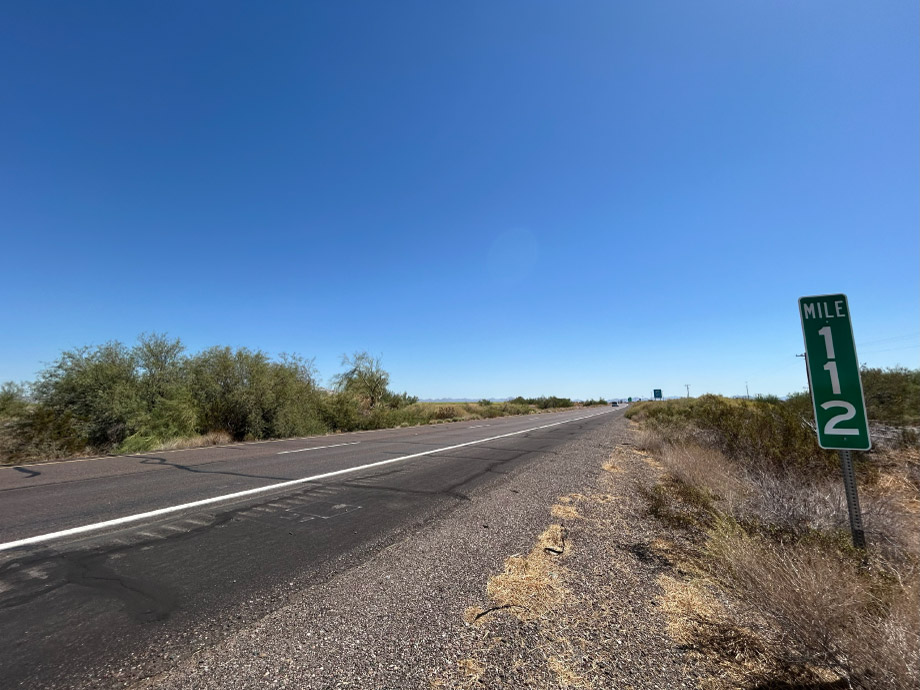 I-8 and I-10, Queue Warning System and DMS Installation Project Photo of mile marker 112