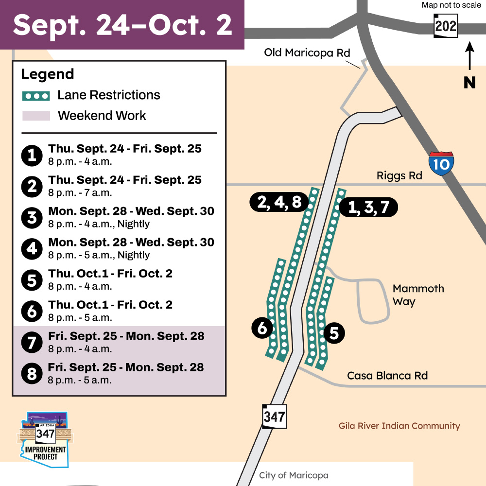 Drivers traveling on SR 347 should plan for lane restrictions Sept. 24 - Oct. 2