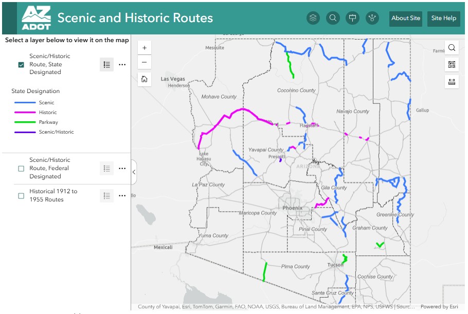 Scenic and Historic Routes Map Thumbnail