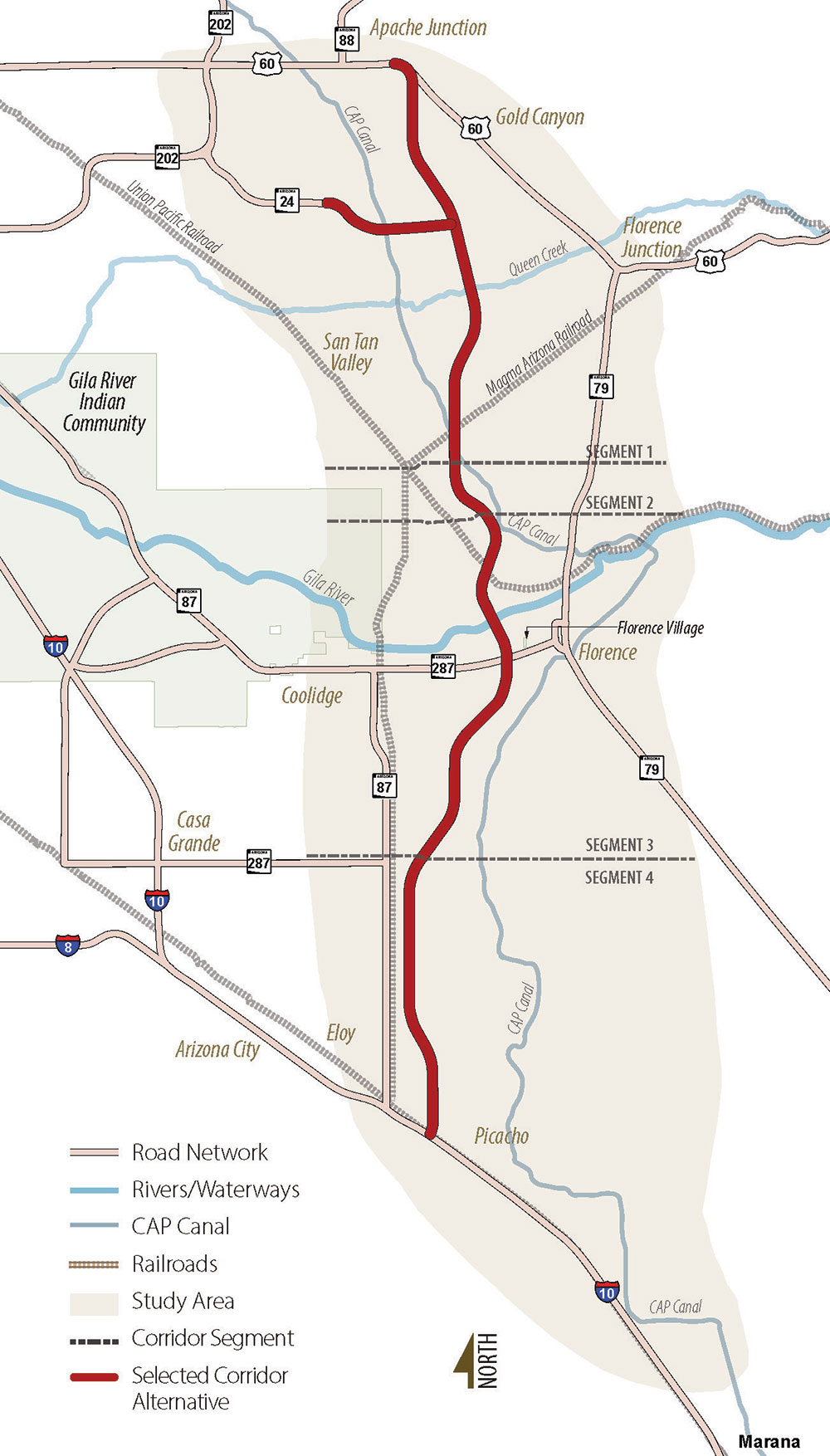 North South Corridor Study Proposed New Transportation Route In Pinal   FEIS Selected Alt Map Final 