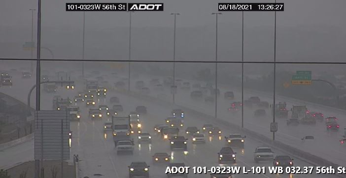 Photo of heavy rain on a Phoenix-area freeway