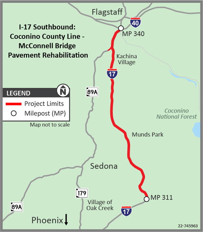 I-17-SB-Coconino-County-Line-Map
