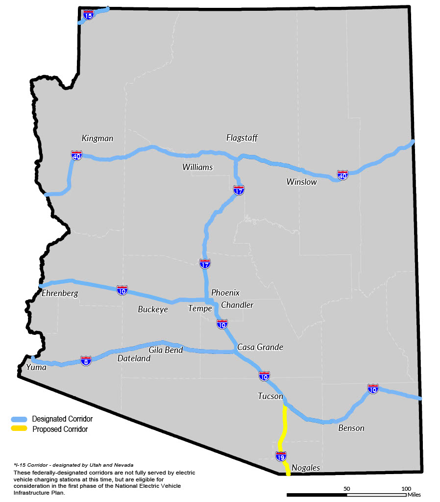 Map of proposed statewide electric vehicle plan