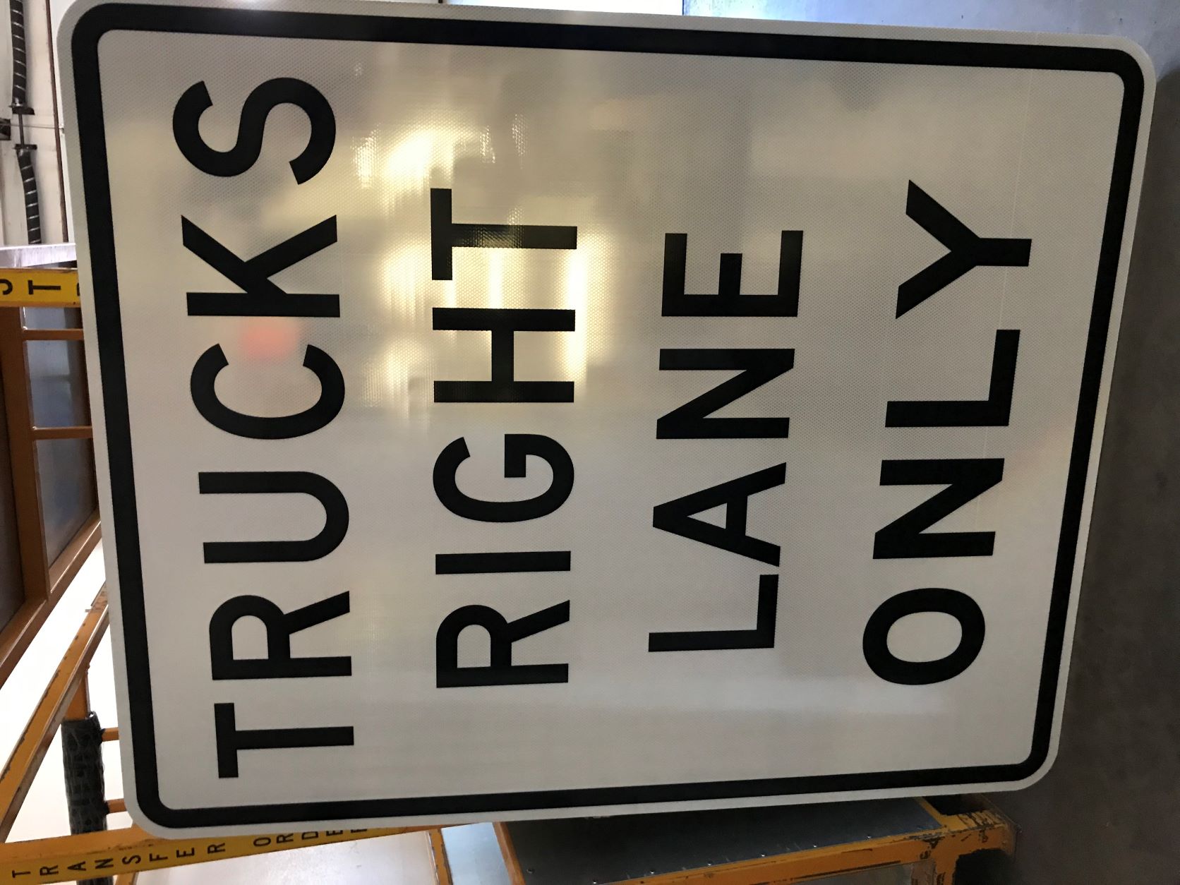 Photo of "trucks right lane only sign" 
