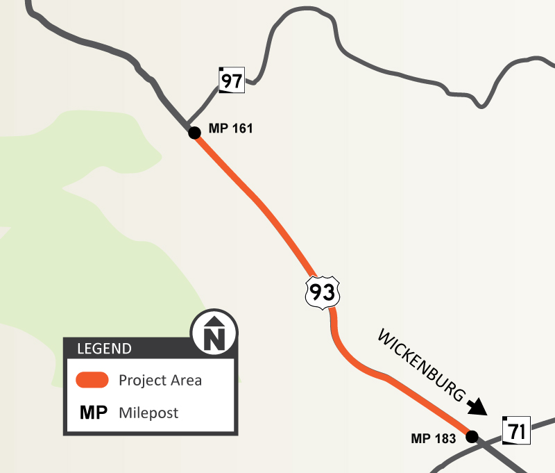 US 93 rumblestrip project map