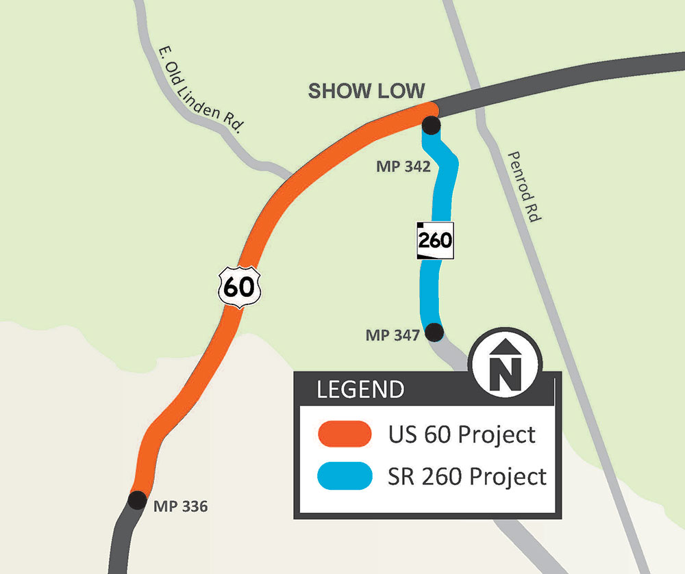 US 60 and SR 260 Project Map