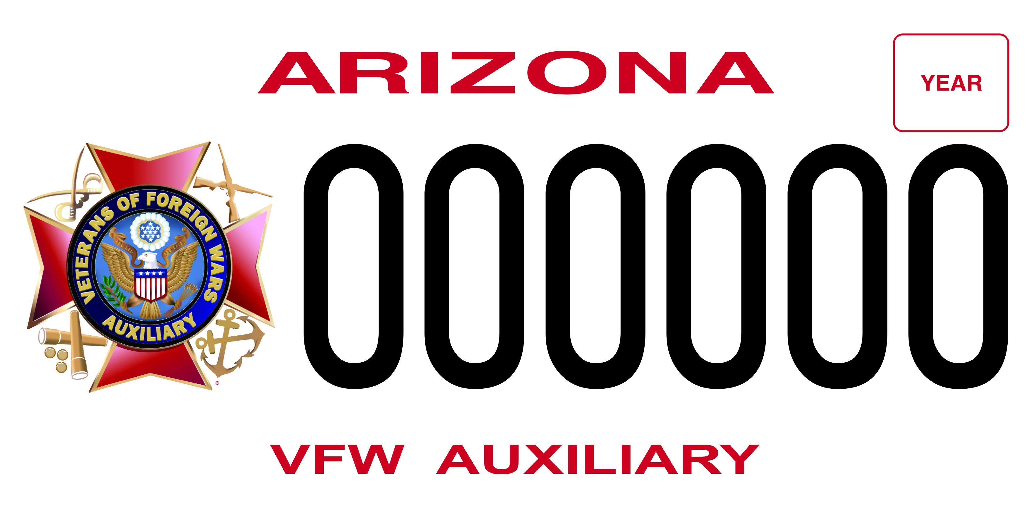 Veterans of Foreign Wars Auxiliary Arizona license plate