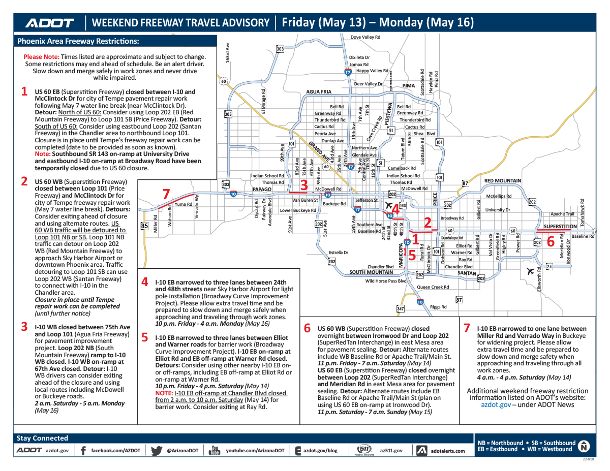 Map of weekend freeway closures and restrictions