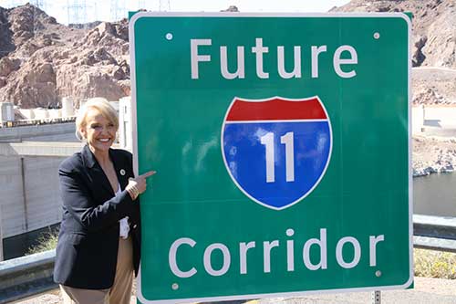 Arizona Governor Jan Brewer with Future I-11 Corridor Sign