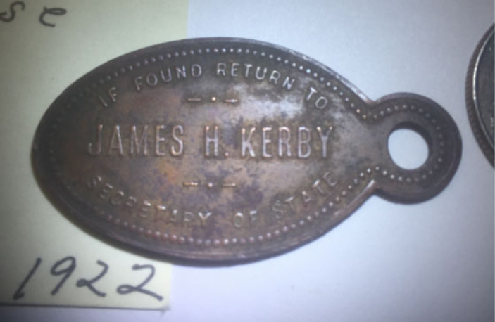 Driver license tag from 1922.
