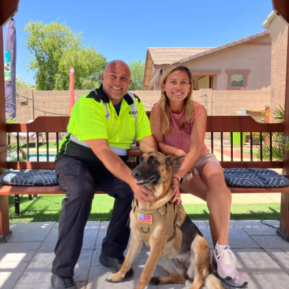 The Dimaio family with their new dog Freya.
